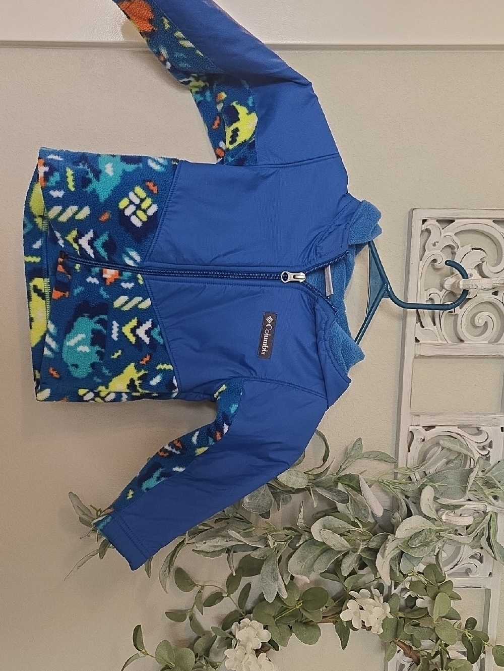 Columbia Blue Patterned Fleece Jacket